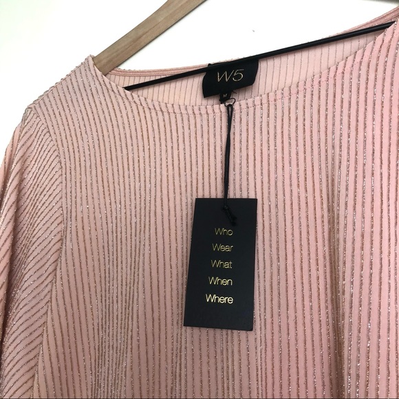 NWT Anthro W5 Metallic Pink Ruffle Sleeve Top - Picture 4 of 8